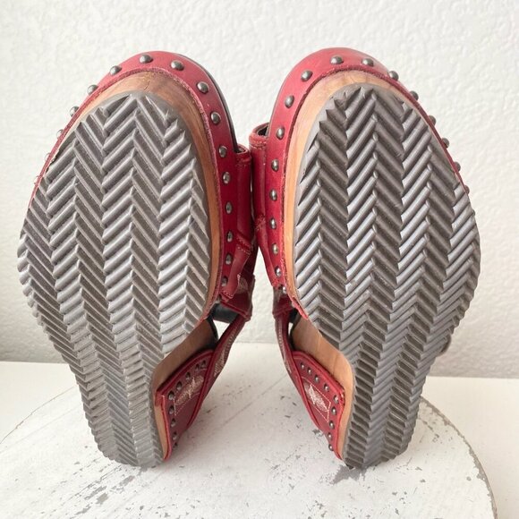 Lane Boots LEXINGTON Womens Red Wedges 11 Western Sandals Cowgirl Wooden Heels - Picture 8 of 11